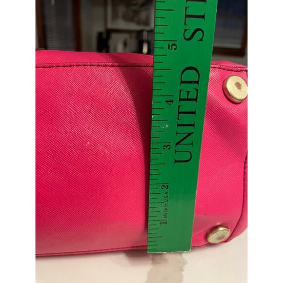 Fossil Expandable Gwen Shopper Tote Bag Travel Leather Wax Coated Pyramid Pink - Picture 11 of 16